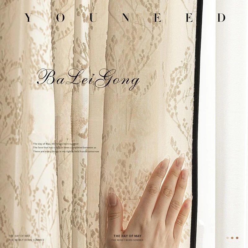

Custom Size light luxury Embroidered White Tulle Linen gauze Curtains for Living dining room bedroom Fashion Window Decor