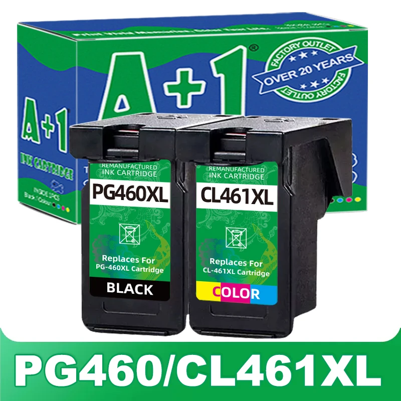 A+1 Remanufactured Ink Cartridge for Canon PG 460 CL 461 pg-460xl cl-461xl Combo Pack Compatible Printer for Pixma TS5340