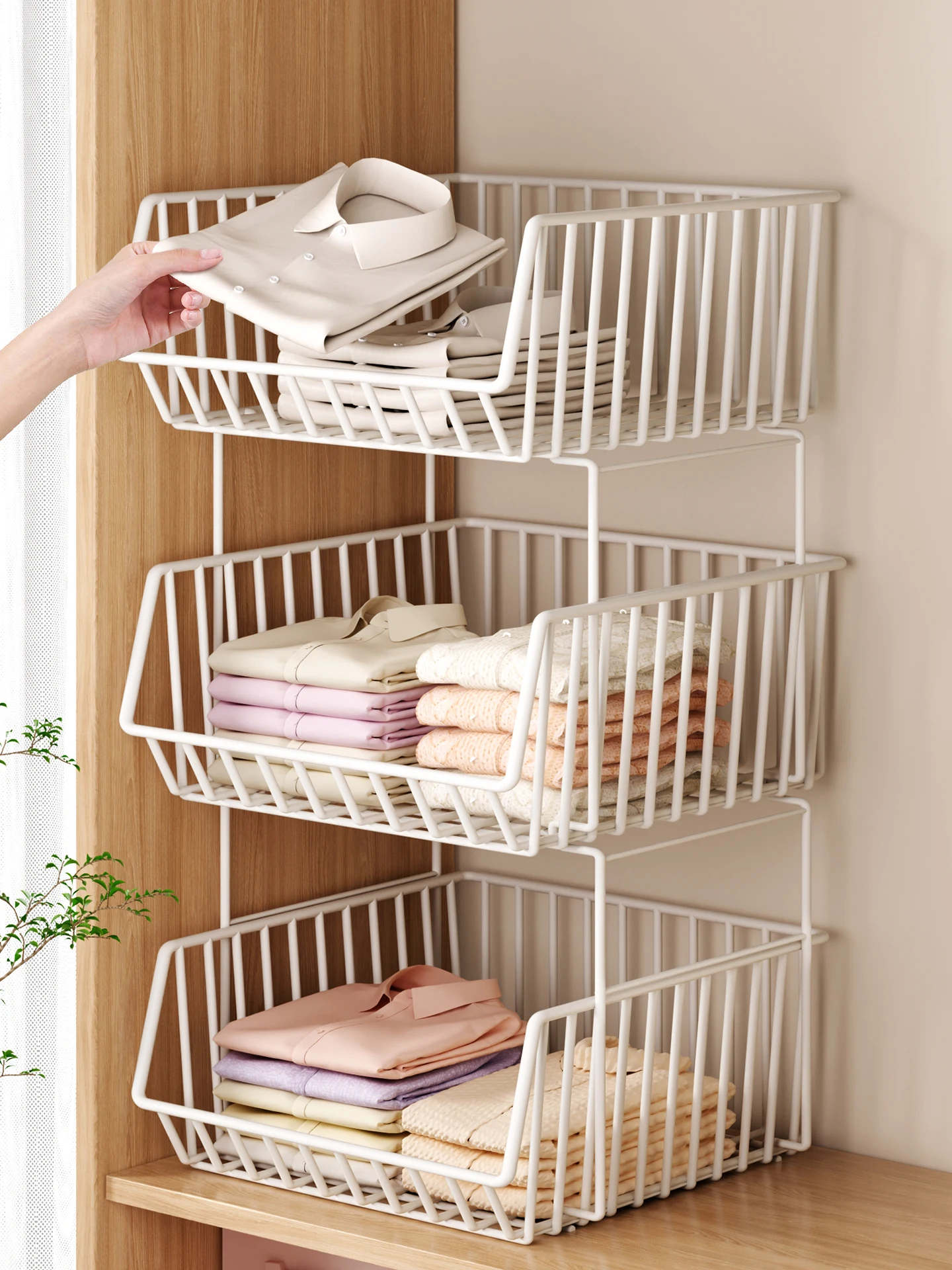 

Multi-Layered Closet Organizer Ra Home Rent Bedroom Cabinet Partition elf Space Utilization Tool Simple Assembly Carbon S...