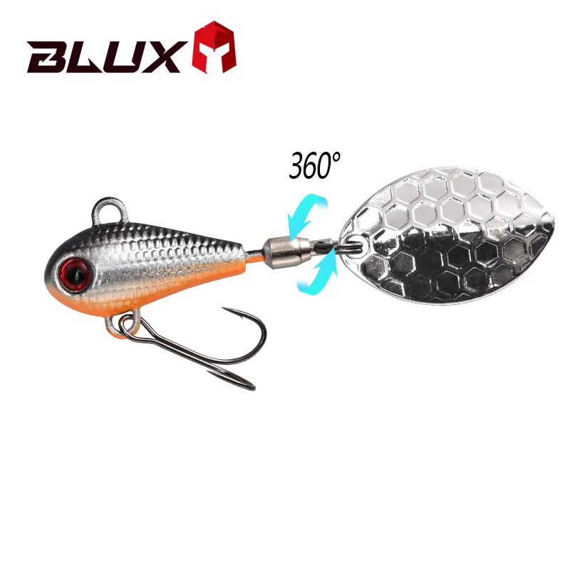 BLUX-señuelo de pesca giratorio de 4,5g, 7g, 11g, Mag Tail Spinner Shad Metal Vib Casting Shore Jig Bait, cuchara de hoja de cobre, lubina de agua dulce