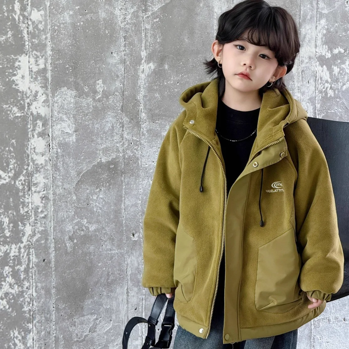 

Winter New Boys Thickened Warm Hooded Jacket 2025 Children Clothing Kids Korean Style Fashionable Casual Cotton Padded Jacket