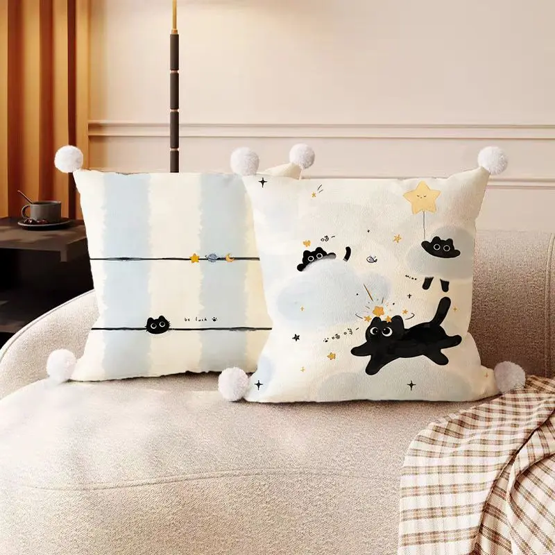 

Cartoon Cute Pillow Light Luxury Pillow Bedhead Living Room Sofa Cushion Cover Pillowcase
