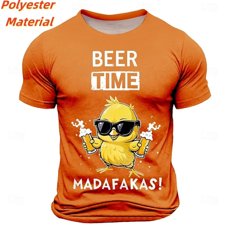 

Мужская футболка с 3D принтом пивной курицы, забавные футболки с красочным узором, летние детские футболки с круглым вырезом и короткими рукавами, модные топы