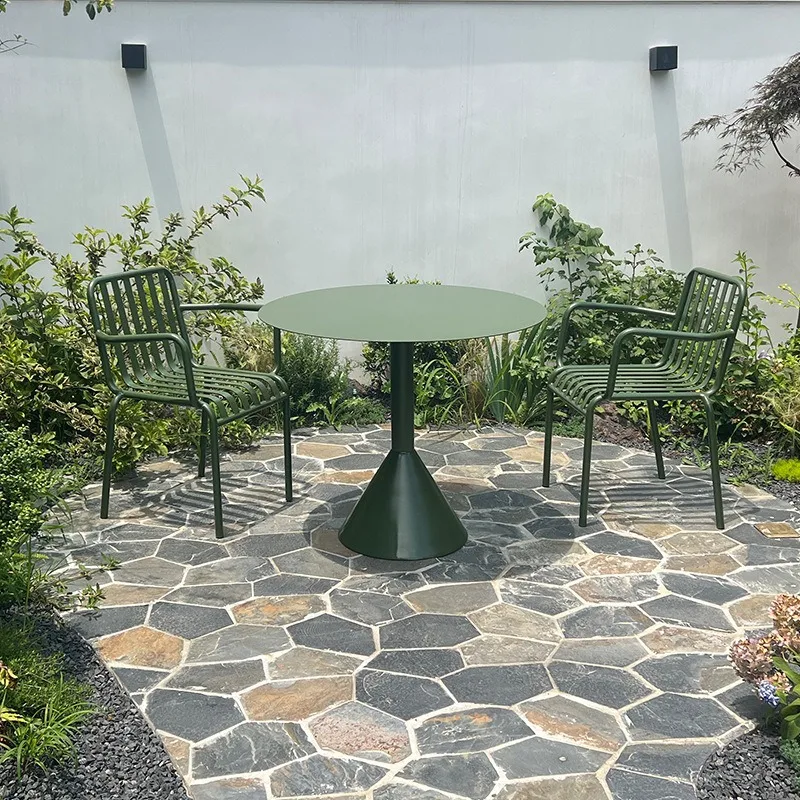 Internet celebrity outdoor table and chair combination waterproof sunscreen chair small round table cafe open-air outdoor table
