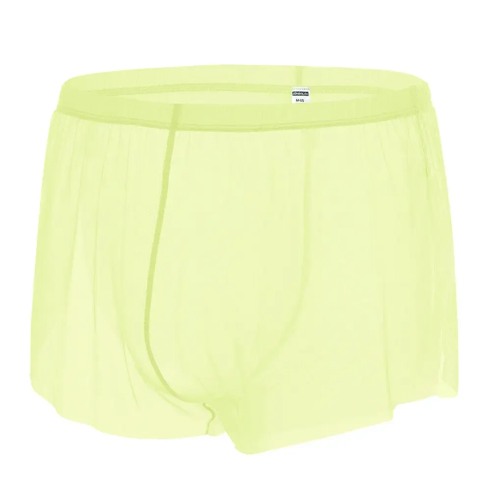 Jinshi Men's Sexy See Through Boxers Sheer Breathable Trunks Comfort Fit Underpants For Men