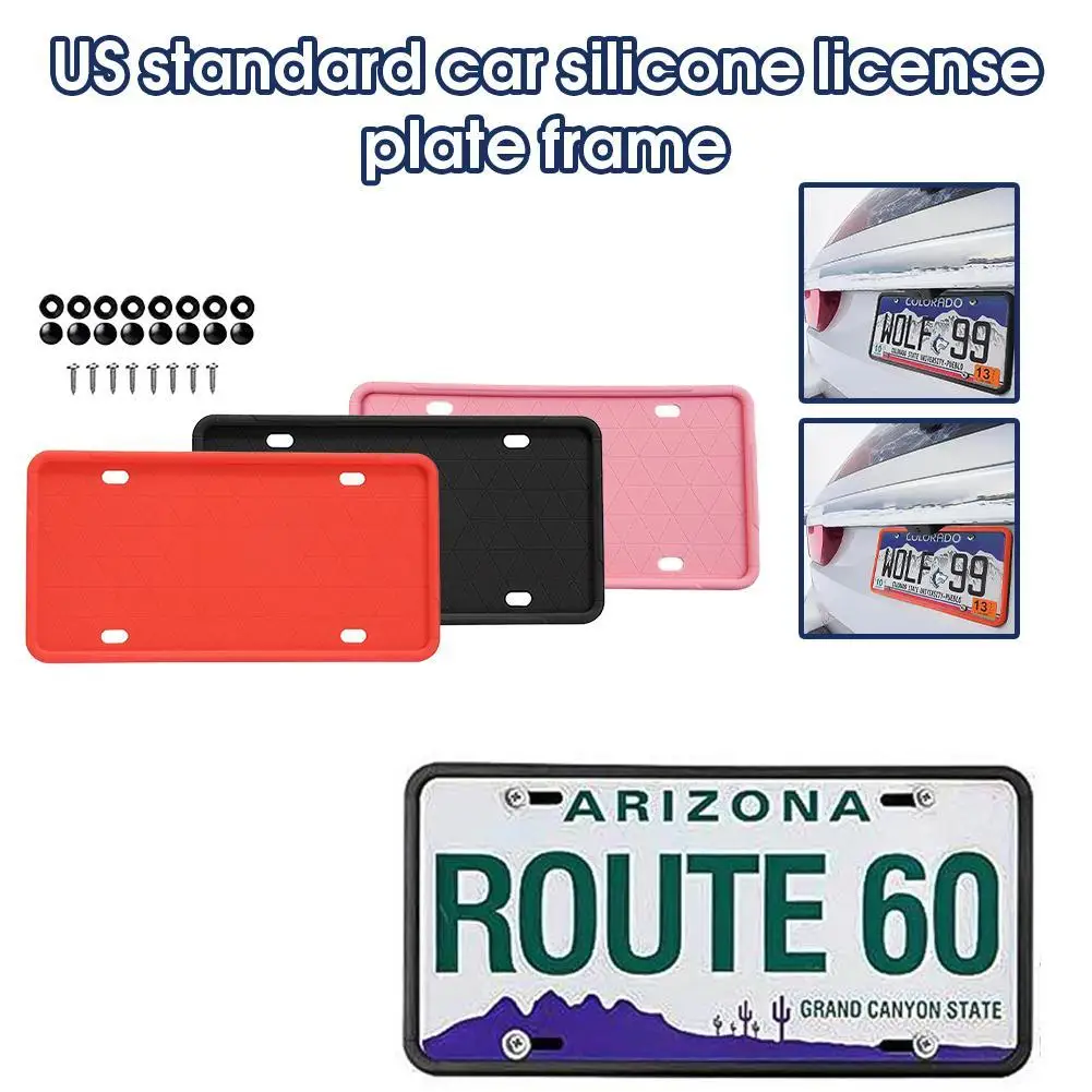 

Silicone Black License Plate Frame Covers 1 Pack- Front Or Back Car Plate Bracket Holders. Rust-Proof, Rattle-Proof Accessories