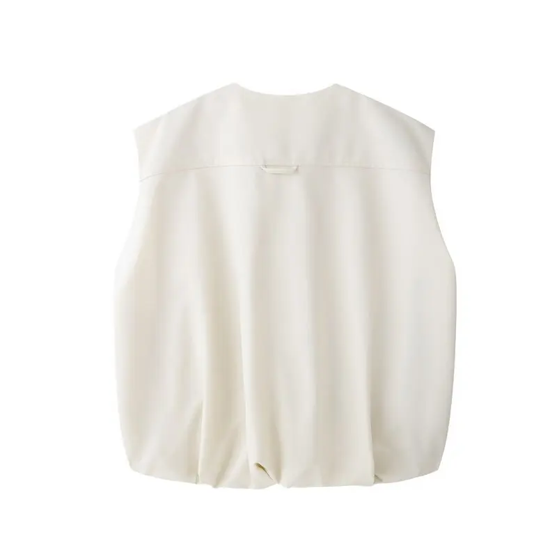 Wiosna 2025 Damska Moda Uniwersalna Bawełniana Dzianinowa Luźna Okrągła Bluzka Bez Rękawów 058062 Uniwersalna Zapinana na Zamek Casualowa Odzież