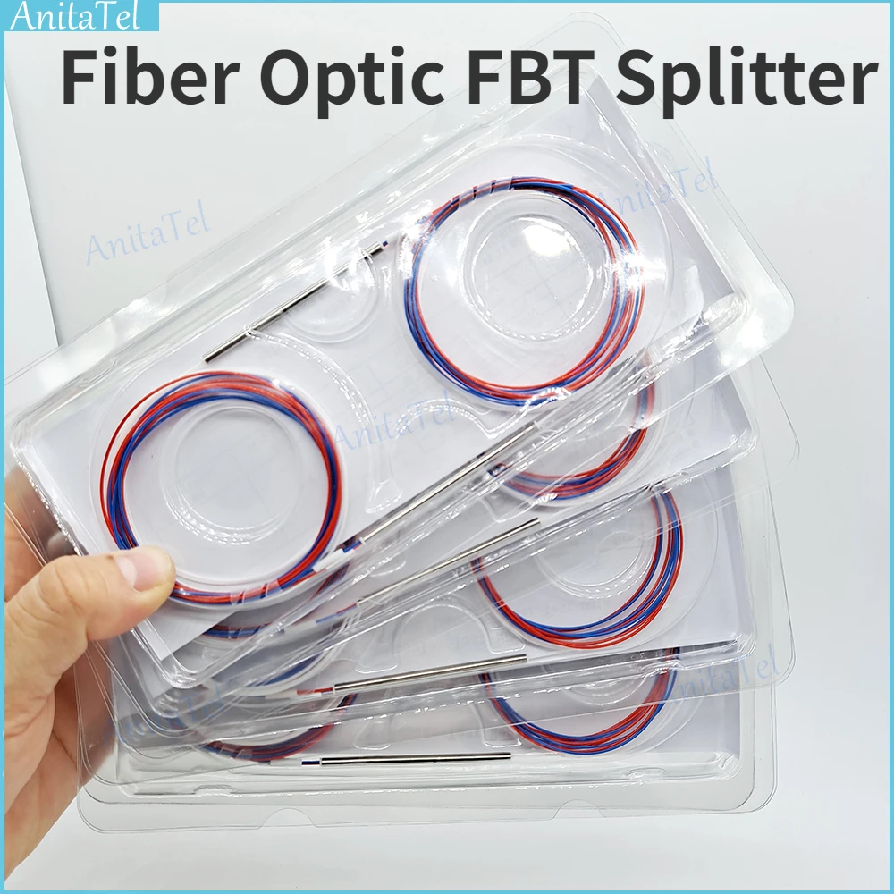 

50pcs 1x2 0.9mm Unbalanced Coupler Fiber Optic FBT Splitter 10/90 20/80 30/70 40/60 50/50 Optional Split Ratio Without Connector