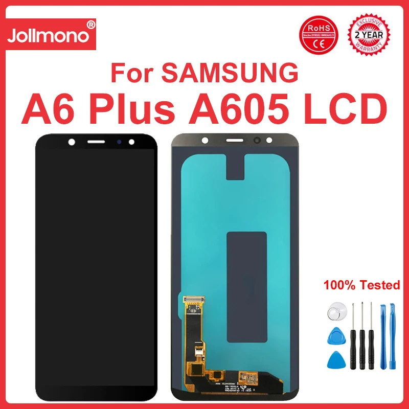 

6.0'' Super AMOLED A605 Display Screen for Samsung Galaxy A6+ (2018) A605 A605F A605FN A605G Lcd Diplay Touch Screen Digitizer