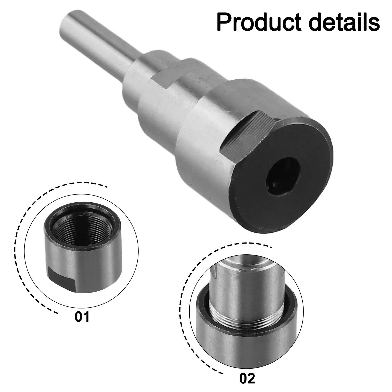 

Carbon Steel Adaptor Router Collet Extension Efficient Processing Tool Automobile Manufacturing Tool High Precision Adaptor