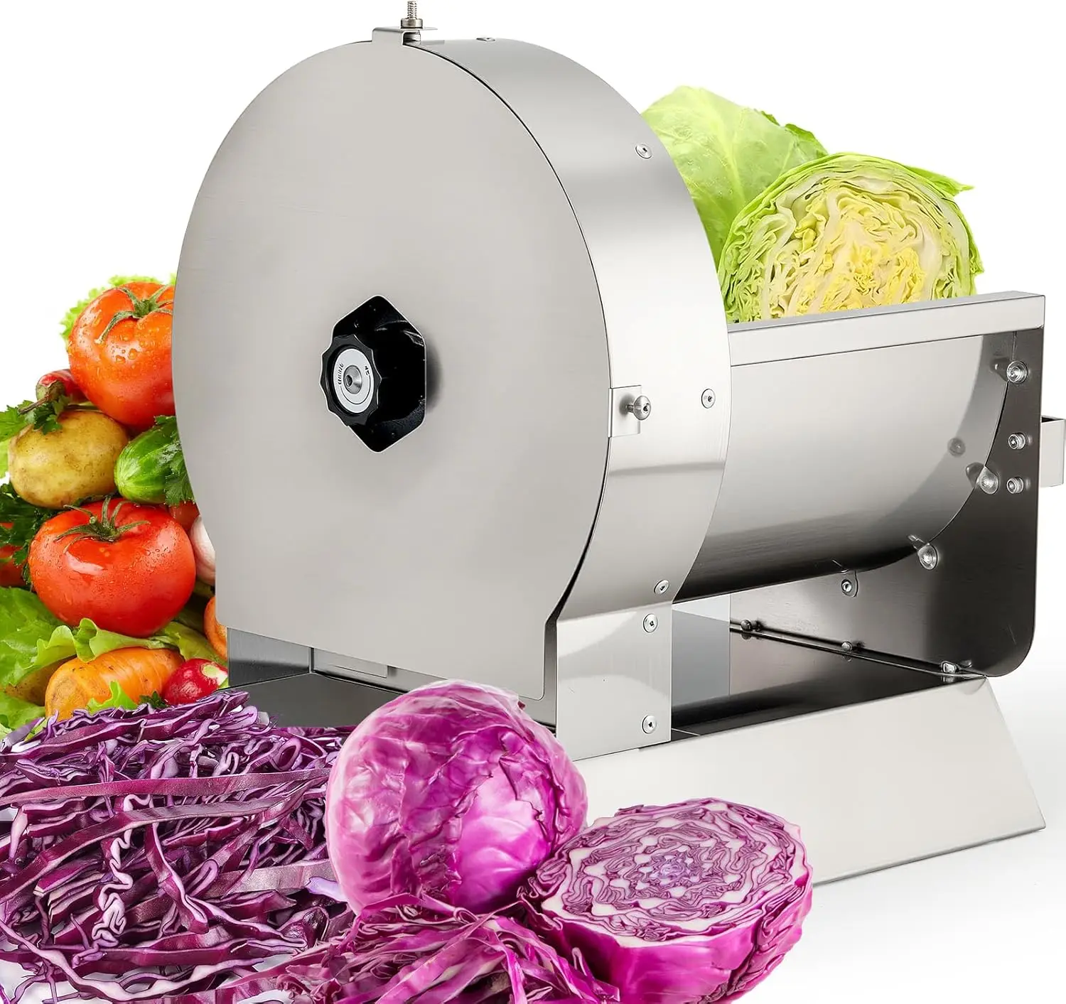 

2-in-1 Electric Vegetable Fruit Slicer, Adjustable Thickness 0.04-0.4", Stainless Steel Cutter for Cabbage Tomatoes Lemons