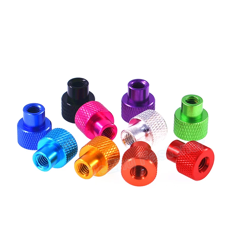 1-5Pcs 1/4-20 Through Hole Aluminum Frame Hand Tighten Flange Nuts Step Knurled Thumb Nut Anodized Camera Tripod Ultralight