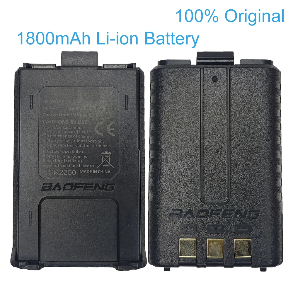 BL-5 BAOFENG oryginalny UV-5R akumulator litowo-jonowy 1800mAh 7.4V kompatybilny z Walkie Talkie UV5RT BF-F8 + UV-5RA radioodbiorniki do holowania UV5R