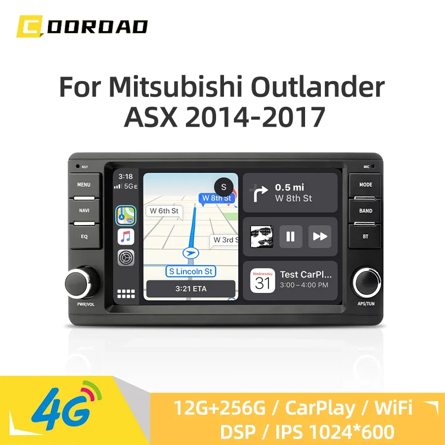 Android 14.0 Car Multimedia Player GPS Navigation 4G WiFi CarPlay Bluetooth RDS Car Radio for Mitsubishi Outlander ASX 2014-2017