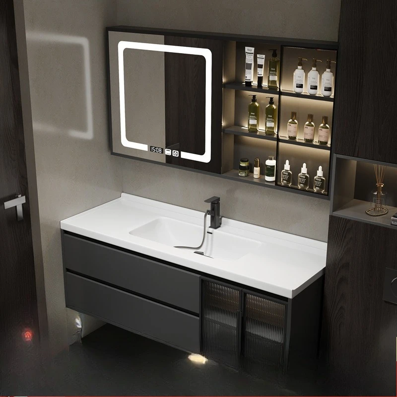 Ceramic integrated washstand, bathroom cabinet combination, toilet, face wash basin set, solid wood bathroom cabinet.