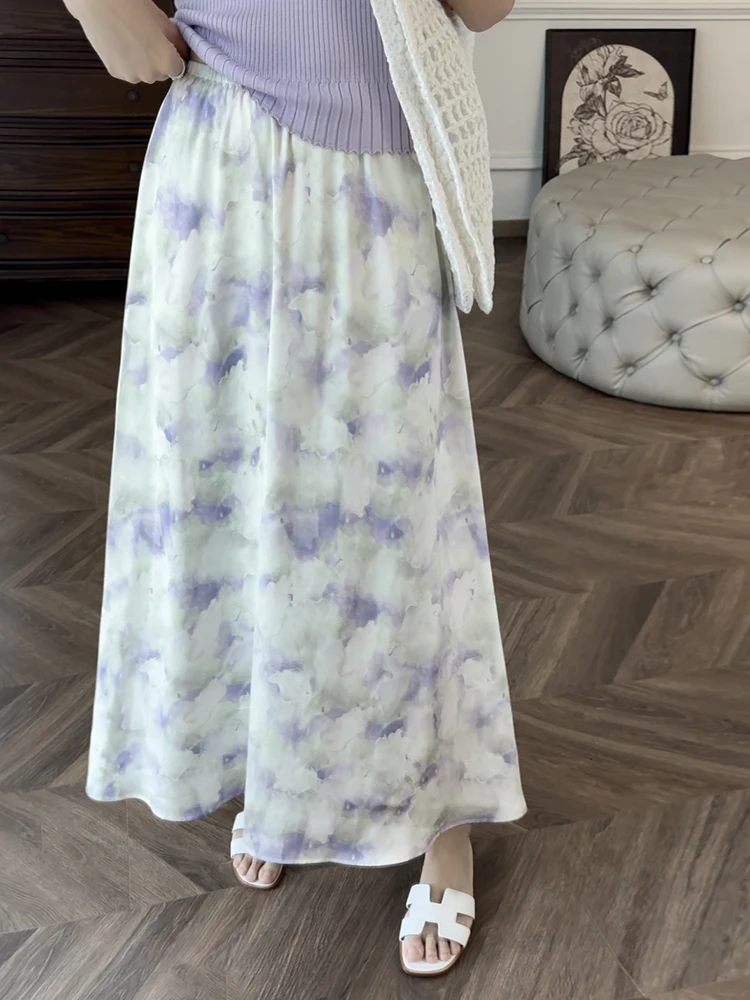 

Юбка А-силуэта Zhang ei 24SS «Фиолетовый пион» — изящная, нежная, с завышенной талией, миди-длина