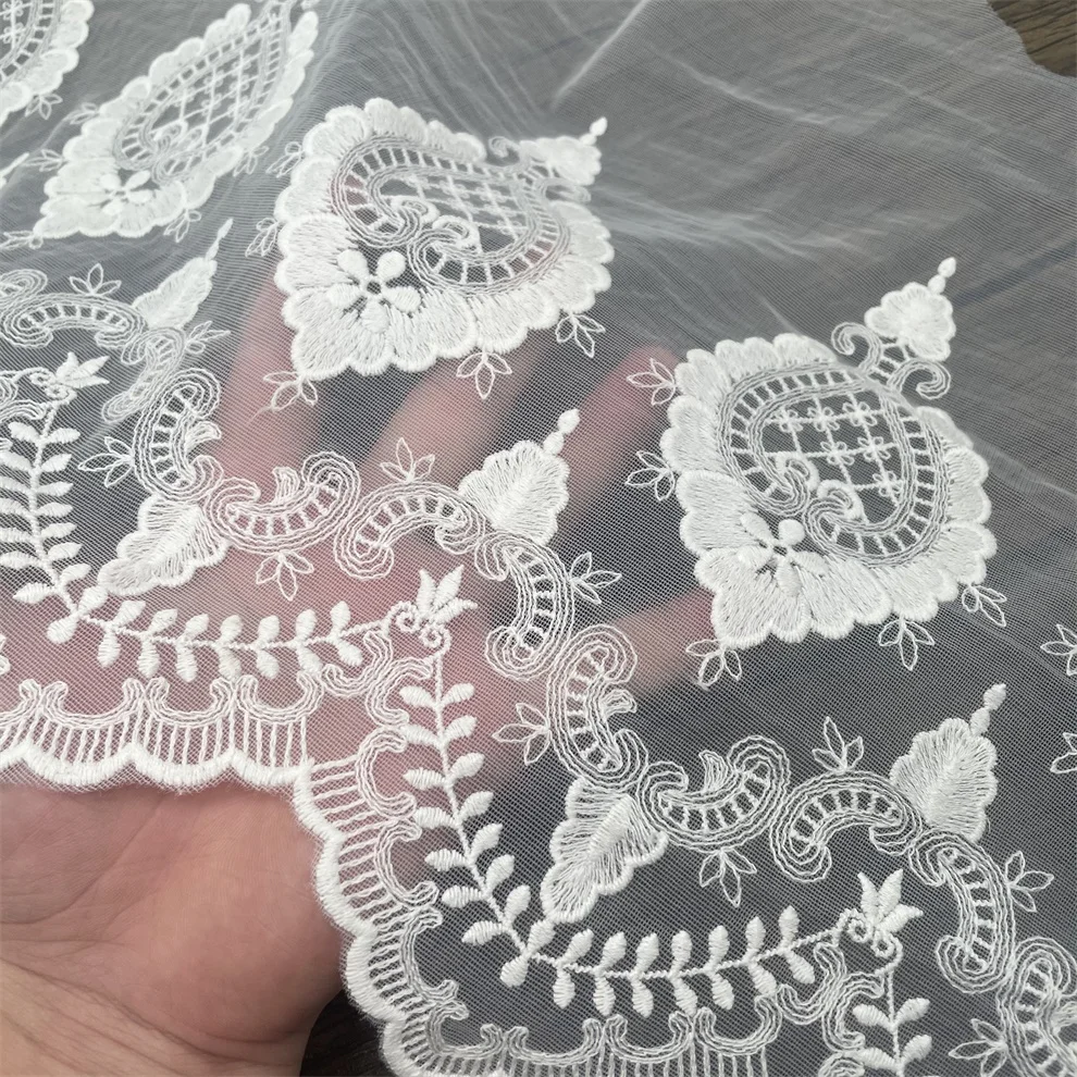 

Retro Lace Trim Clothing Fabric, Mesh Cotton Embroidery, Handmade Tableclot, Needlework, Sewing Accessories, 14Yards, 33cm 177