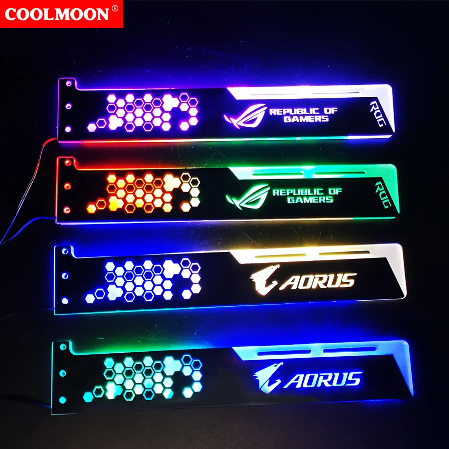 COOLMOON Molex 소형 RGB 그래픽 카드 홀더, 팬텀 컬러 변경, 아우라 싱크 확장 버전, 4 핀, 28cm x 5.5cm
