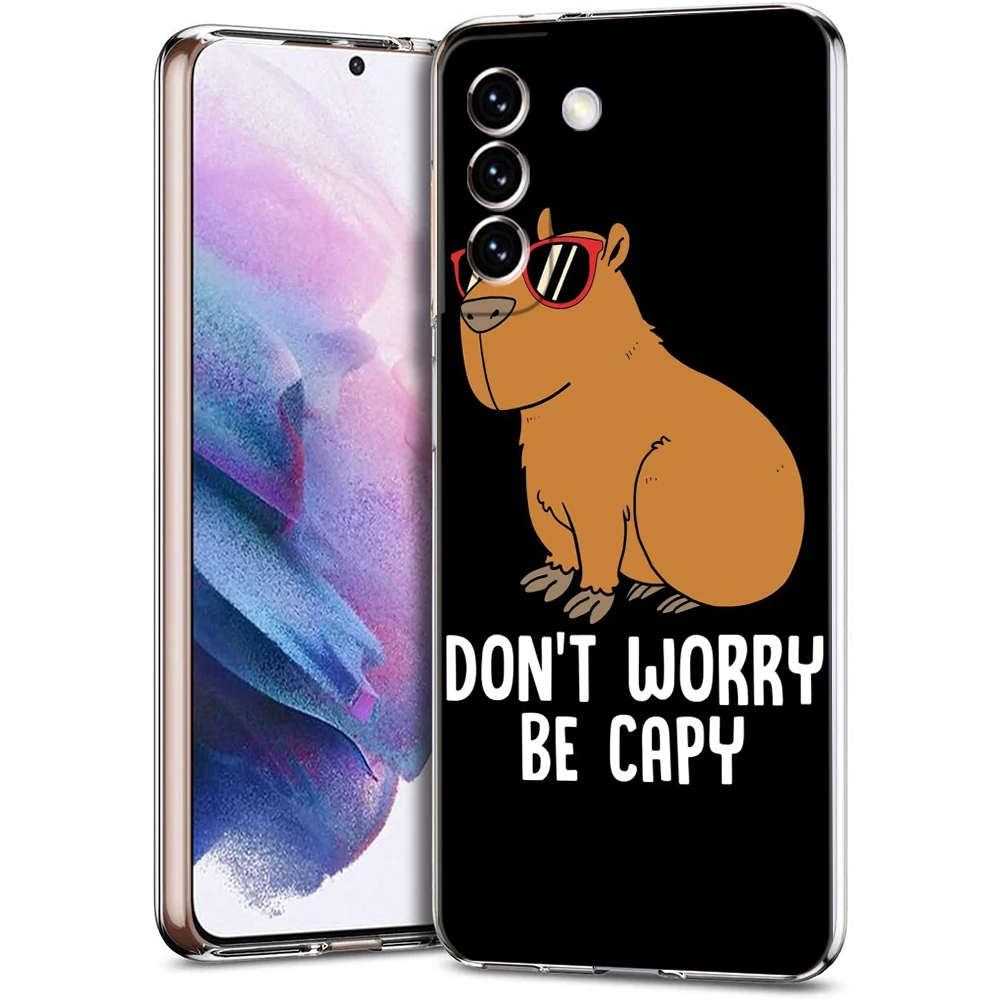 Cartoon Capybara Phone Case for Samsung Galaxy S24 S23 S22 S20 S21 FE Ultra S24 S23 S10 S10E S9 S8 Plus 5G Transparent Shell Bag