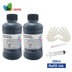 250ml czarny barwnik do napełniania uniwersalny zestaw do aparatów Canon atramentowy PG510 CL511 PG 540 570 do drukarek HP 63 Deskjet wkłady atramentowe tusz CISS