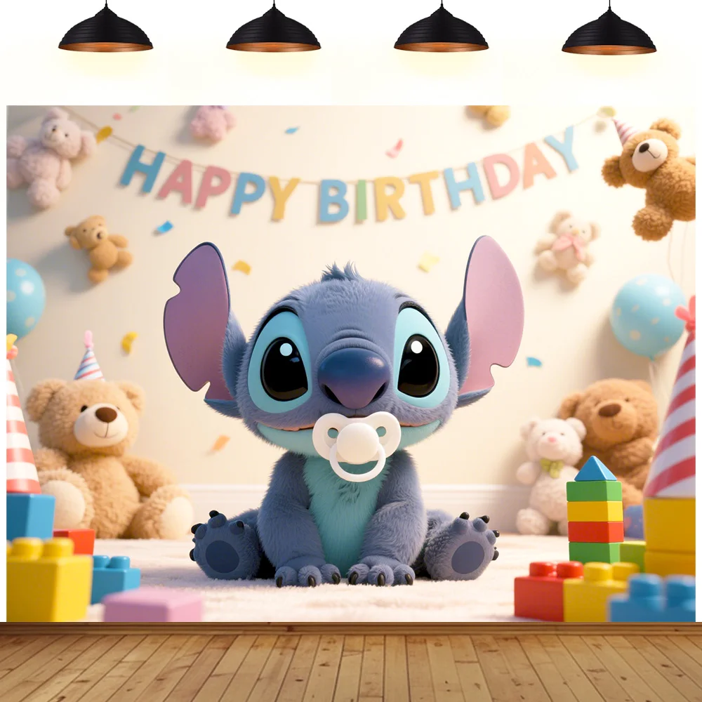 

baby birthday party background Stitch Lilo theme beach summer holiday children birthday gift decoration backdrop