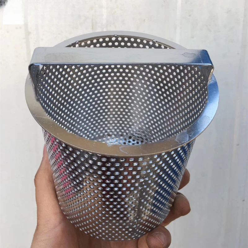 Stainless steel basket filter barrel Perforated plate filter cartridge cleaning parts with perforated bucket