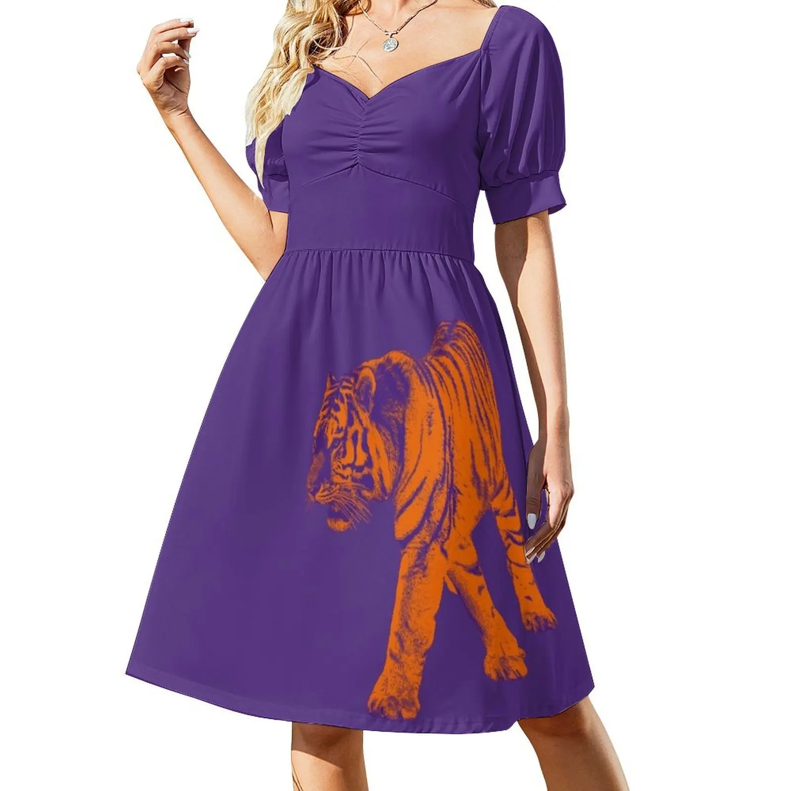 

Stalking Tiger Death Valley Short Sleeved Dress Aesthetic clothing loose summer dress african dresses for woman Beachwear Dress