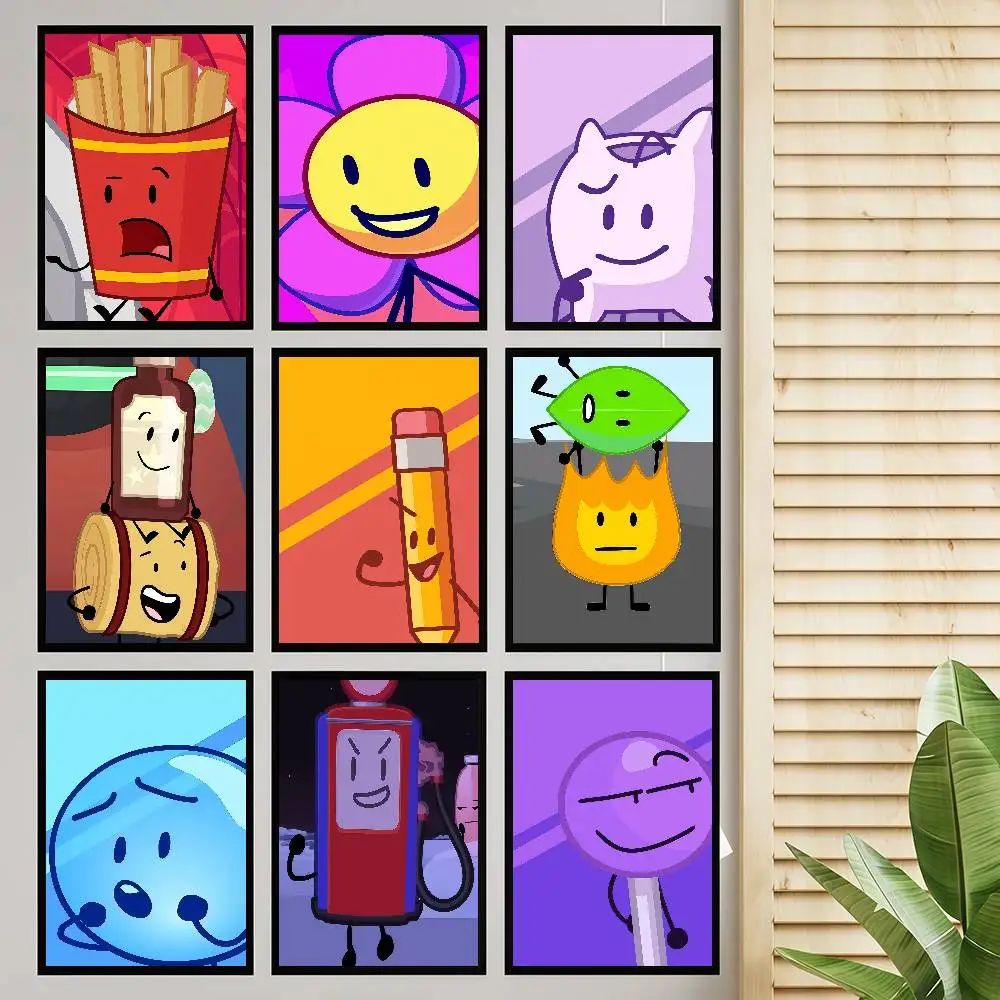1PC Heißer Cartoon BFDI Schlacht Für D-Dream Insel Film Klebrige Poster Retro Kraft Papier DIY Zimmer Bar Cafe ästhetische Wand Malerei