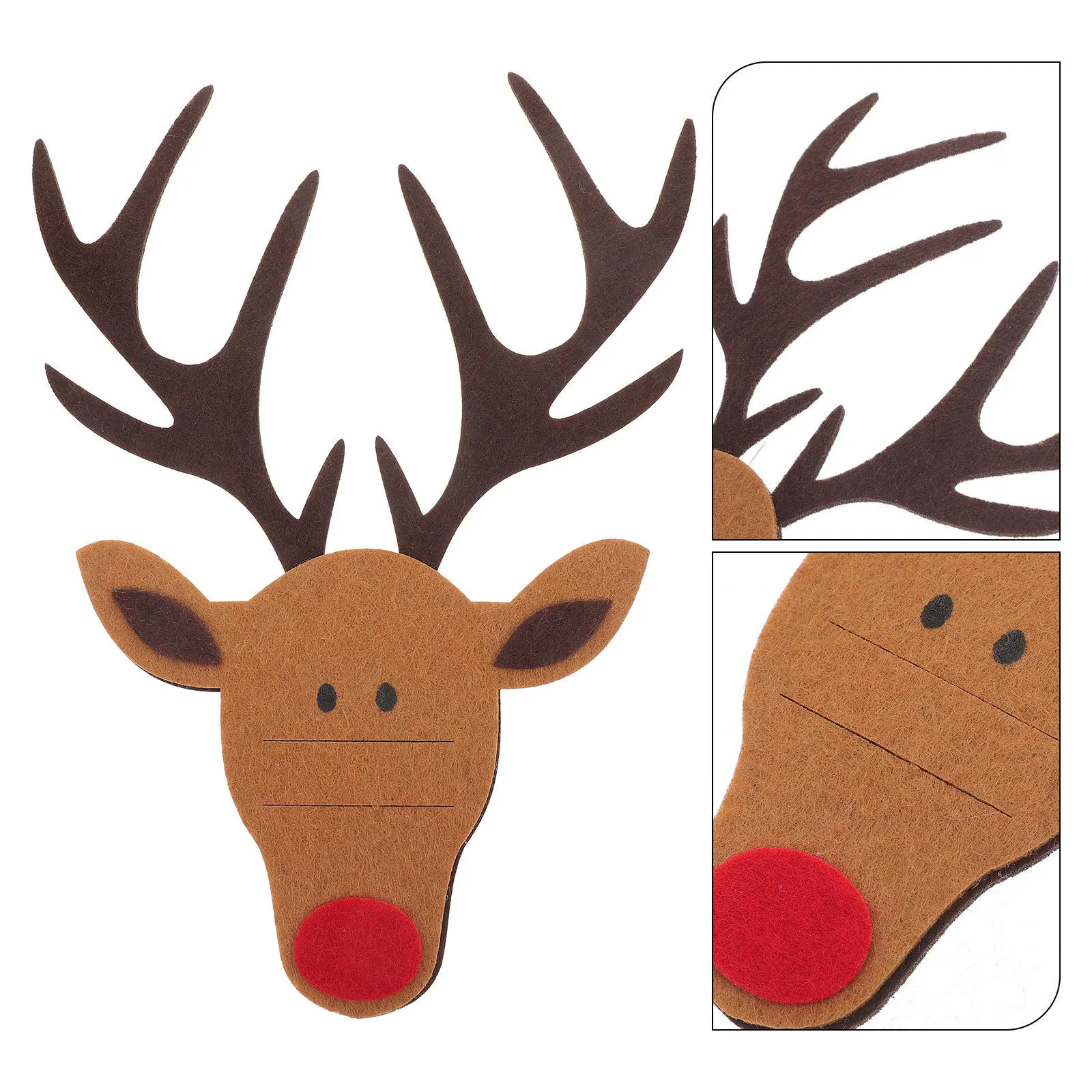 

4Pcs Christmas Elk Shape Cutlery Holders Colorful Xmas Silverware Bags Decorative Tableware Accessory Cutlery Holder for Party