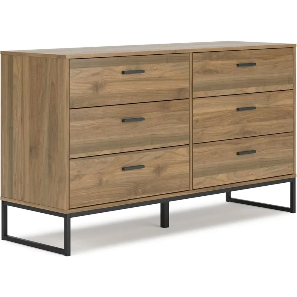 

Deanlow Dresser, 60" W x 19" D x 32" H, Light Brown & Black