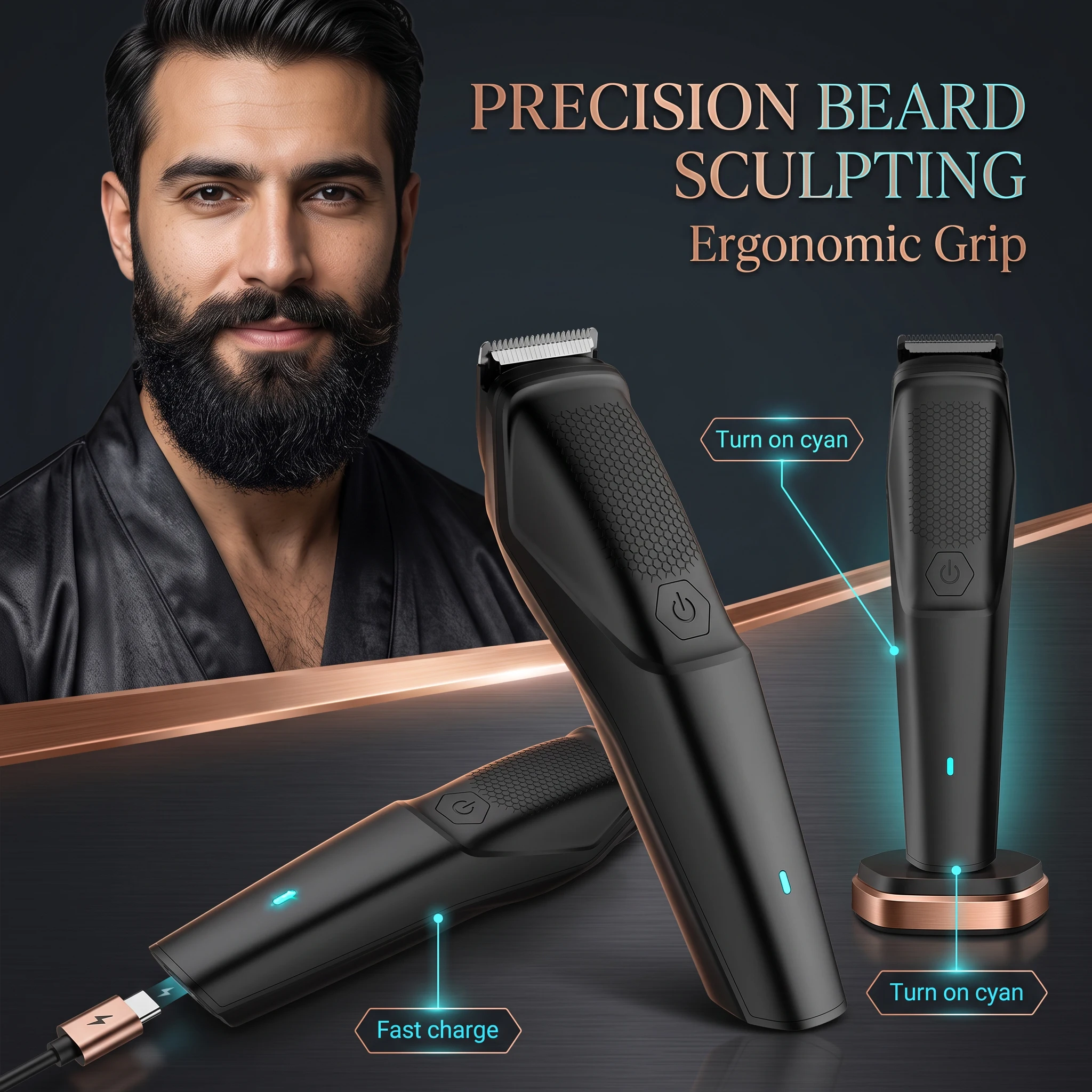 AUTHONE Beard Trimmer For Men The Beard Men's Beard Trimmer Cordless Clipper for Facial & Body Manscaping