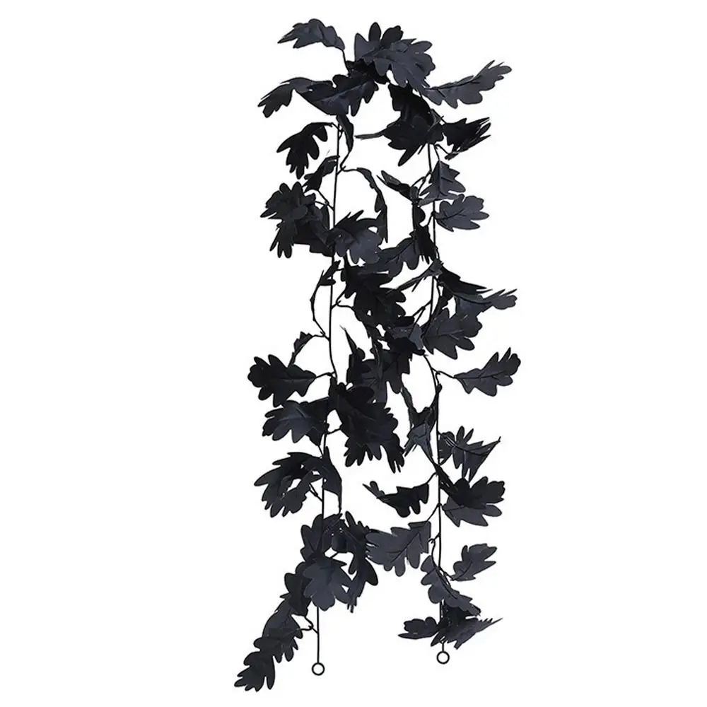 Retro Halloween Black Maple Leaf Autumn Realistic Halloween Garland Plastic Elegant Artificial Plant Wall Hanging Garden