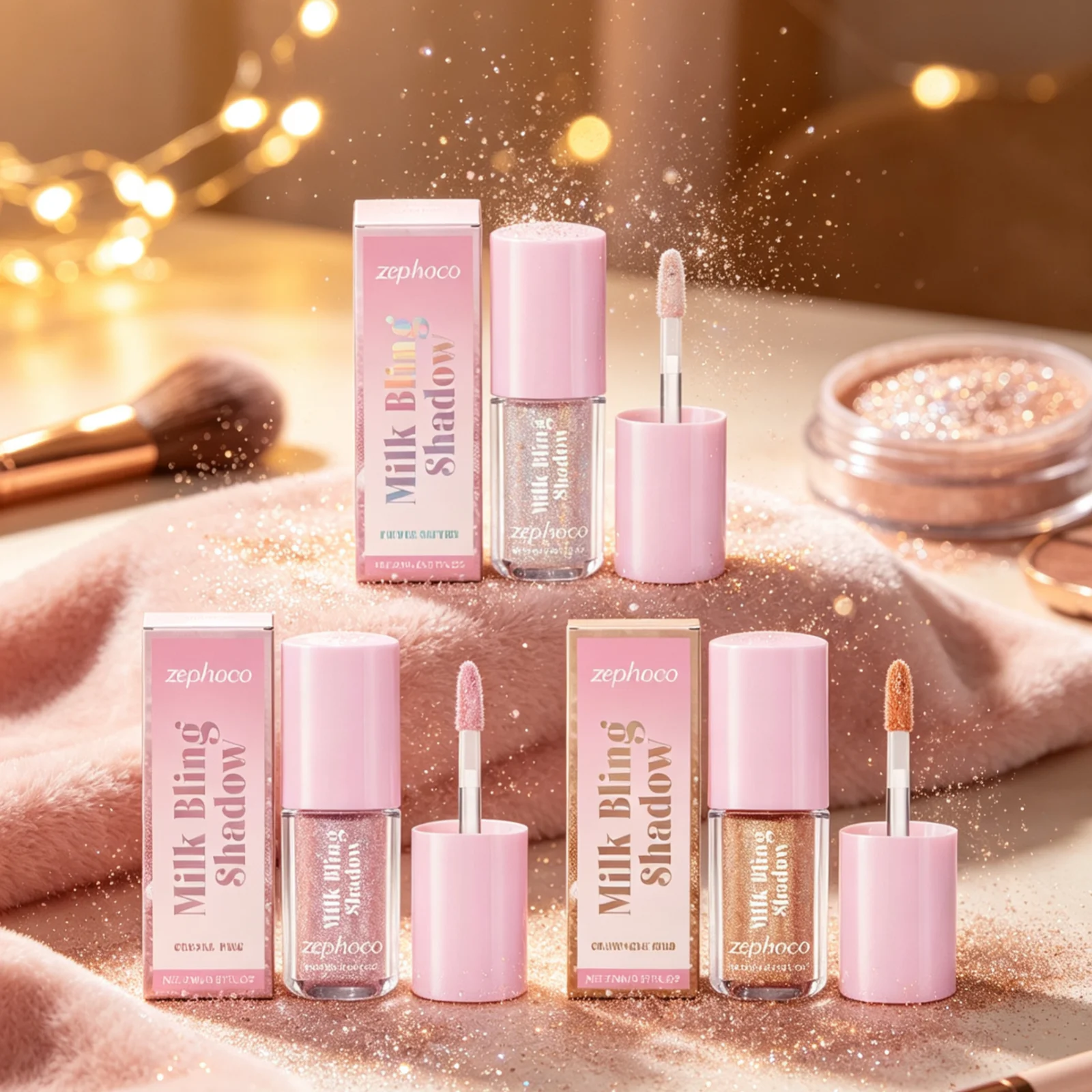 Zephoco Liquid Eyeshadow Long Lasting Color Pearlescent Luster Charming Brilliance Lightweight Non Greasy Mild Milk Bling Shadow