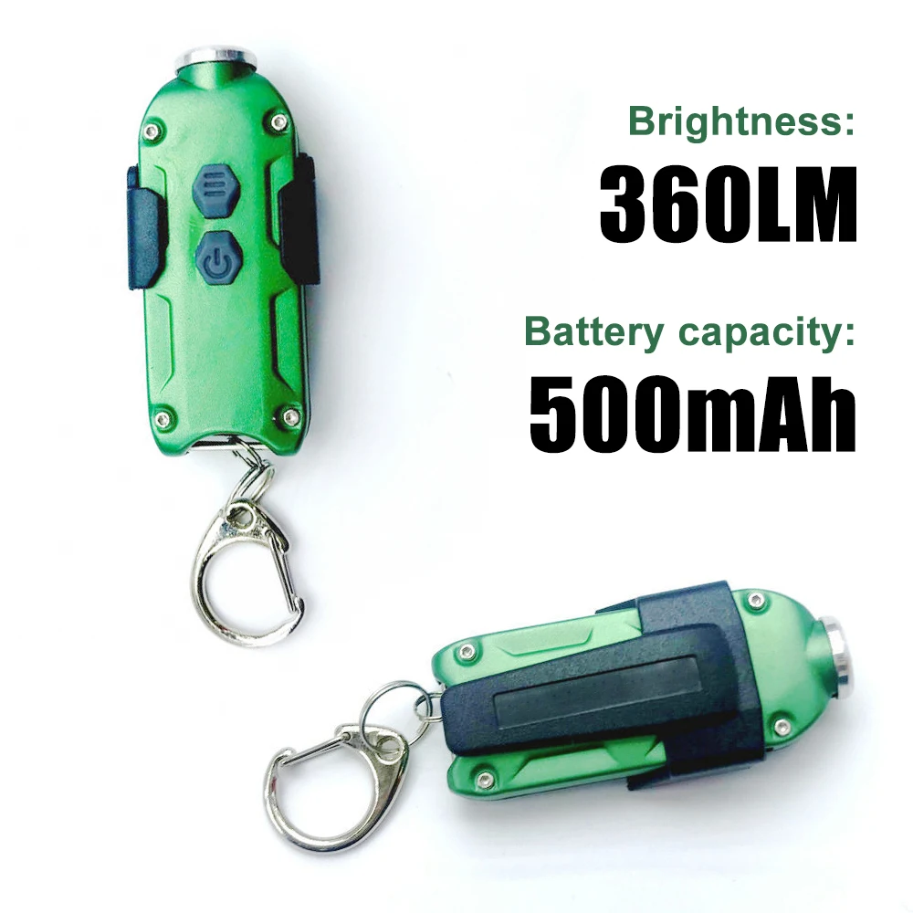 500mah Mini Metal LED Keychain Flashlight USB Rechargeable IP54 Torch Key Ring Light Lamp Keychain Backpack Light 캠핑용품