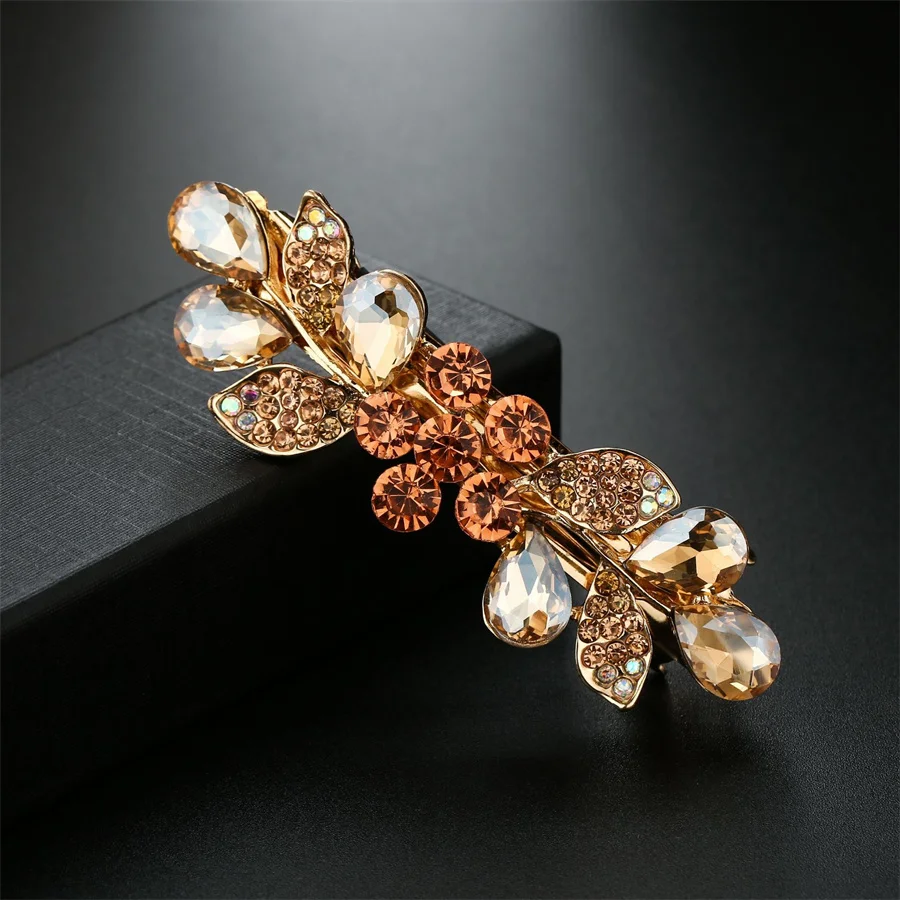 New Korean Crystal Butterfly Spring Hairpin Zircon Alloy Top Clip Horizontal Clip Elegant Women\'s Fashion Hair Jewelry