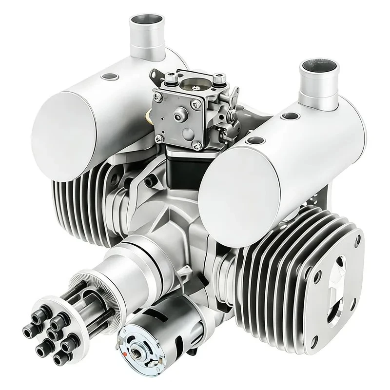 130cc Twin Cylinder Two Stroke Power Motor with Electric Start & Power Generation for RC Fixed Wing Model Equipment