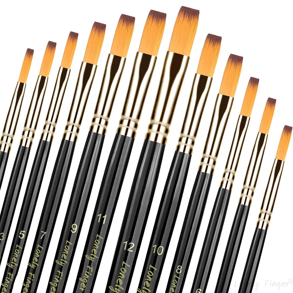 12 Pieces Acrylic Paint Brushes for Acrylic Paint, Nylon Watercolor Artists Brush, Oil Painting Brush Sets for Adults and Kids