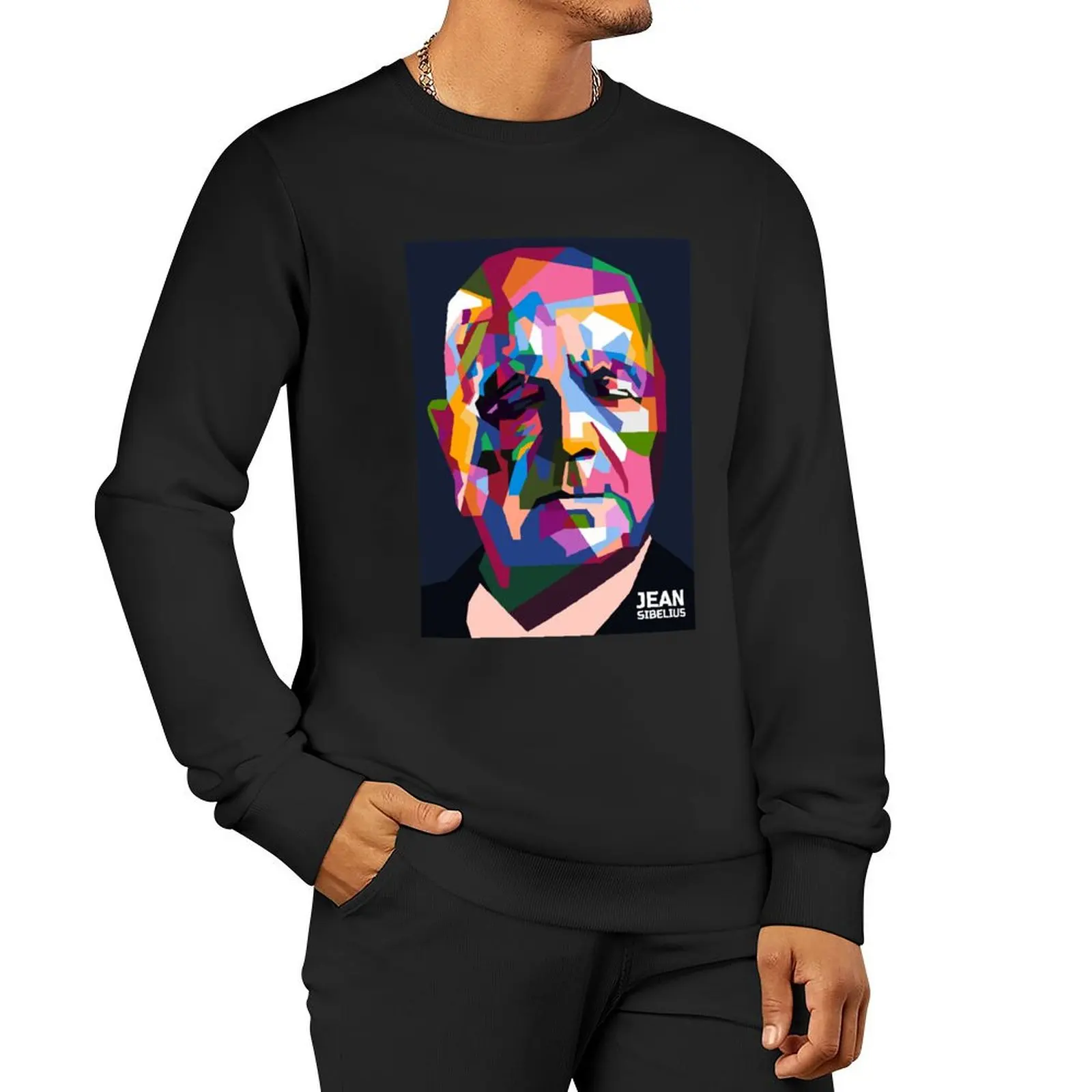 Abstract Popart Jean Sibelius in WPAP Pullover Hoodie tracksuit korean clothes winter clothes oversize sweatshirt