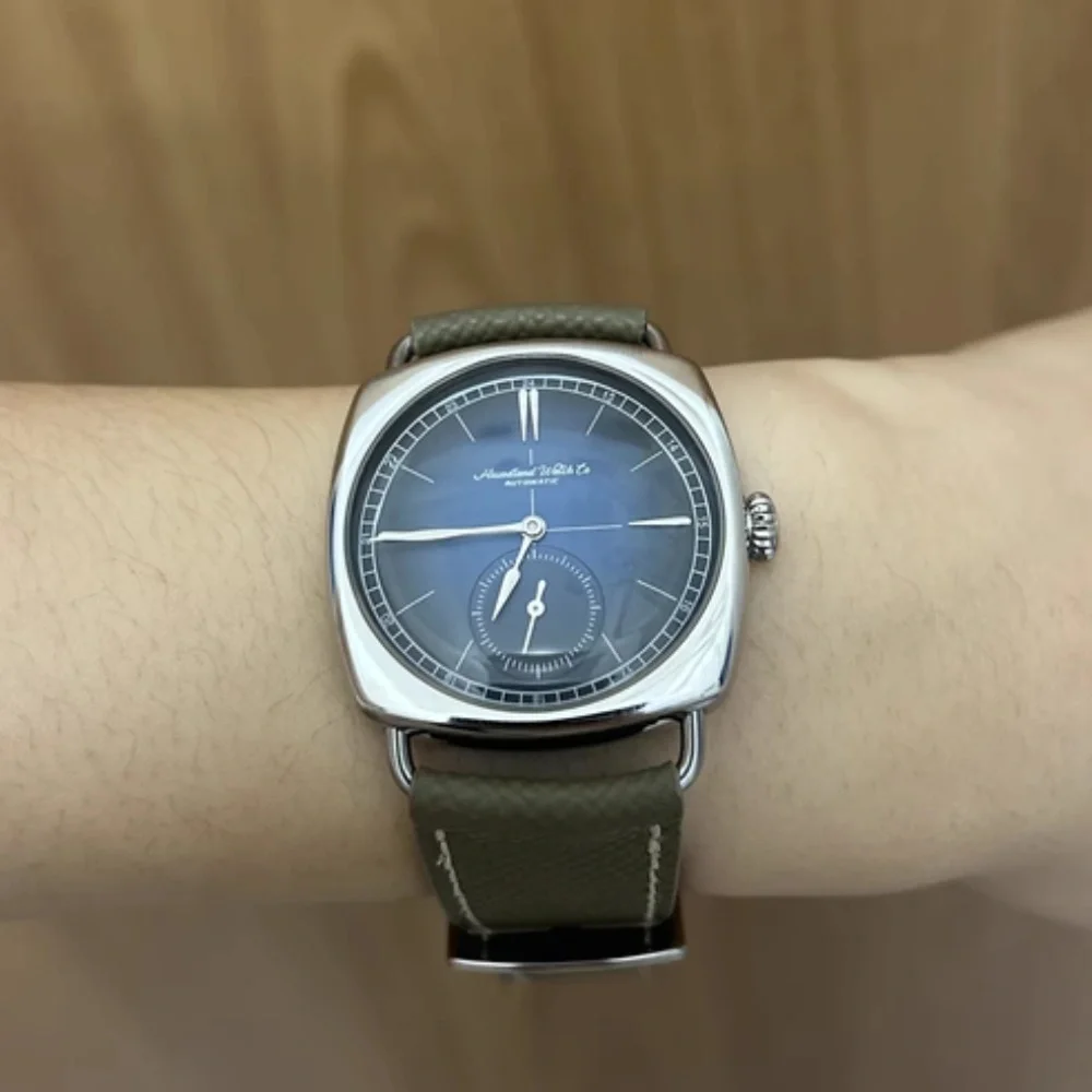 Hruodland 2025 Neue Männer Mechanische Uhr Seagull St1701 36mm Wasserdicht 100 m Platz Leder Edelstahl Reloj Hombre