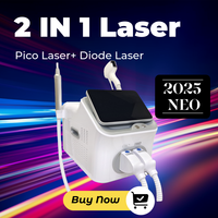 2 IN 1 Diode Laser Hair Removal Machine Profesiona Picosecond Tattoo Removal Machine755nm 808nm 940nm 1064nm