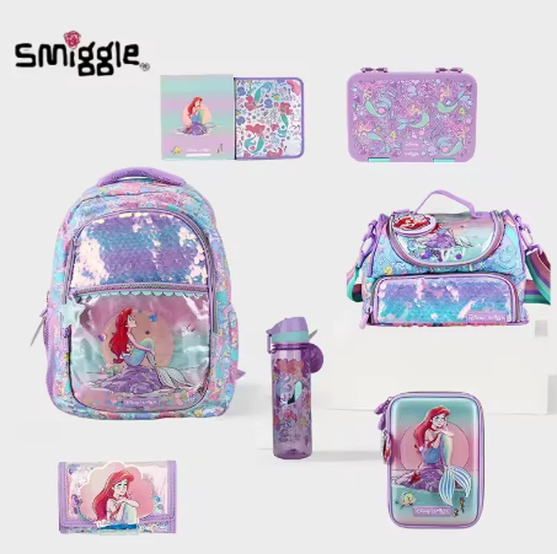 

Smiggle the Little Mermaid Ariel Children's School Bag with Lunch Bag And Stationery Pen Case Australia Kids Gift
