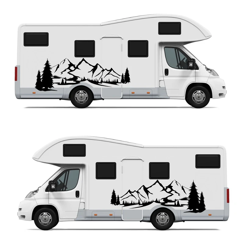 RV Motorhome Side Body Sticker DIY Large Mountain Tree Decal Sticker Decoration For Car Caravan Trailer