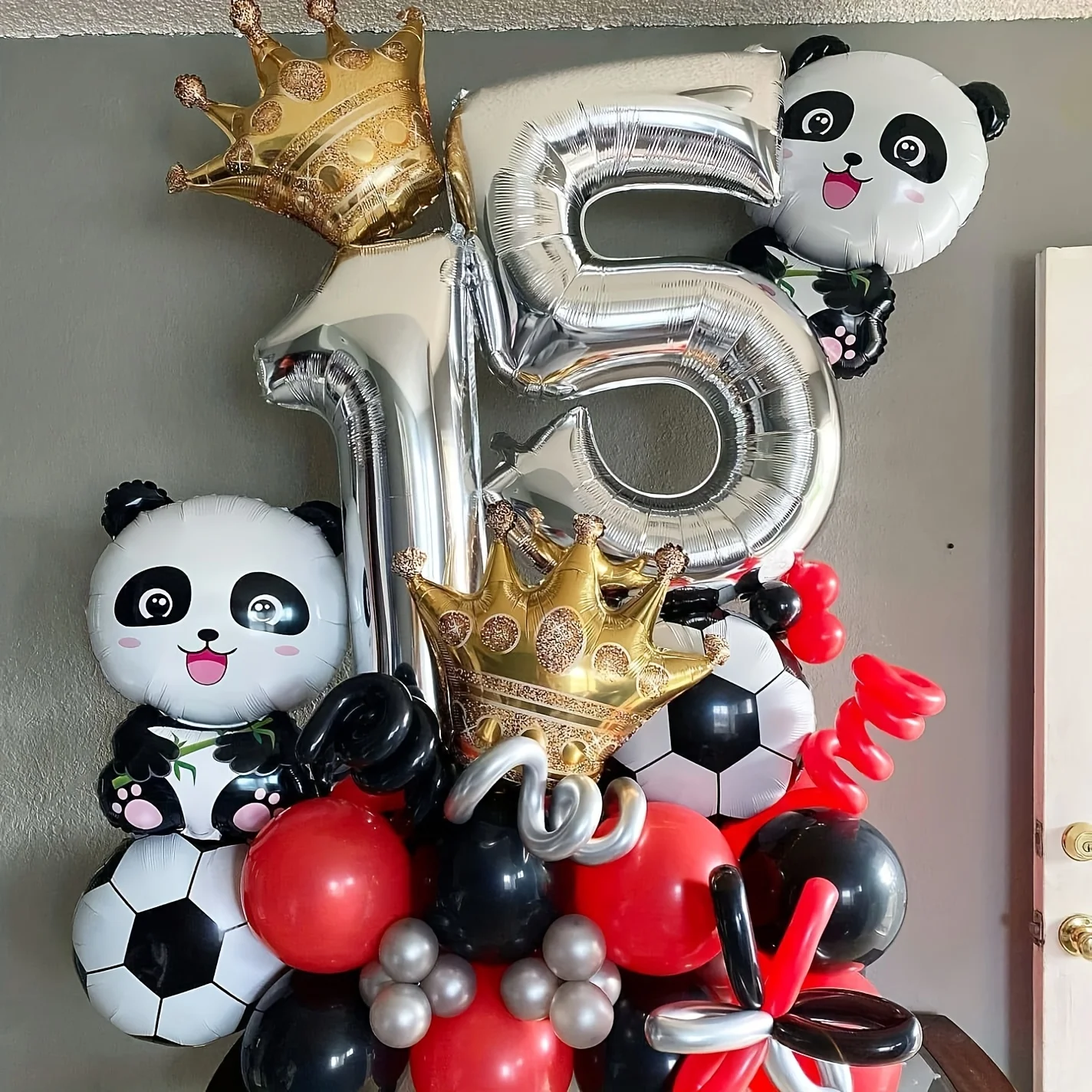 2 Pcs Panda Large Mylar Foil Balloons Jungle Safari Animals Theme Birthday Party Decorations Kids Gift Shower Decor Supplies view 2