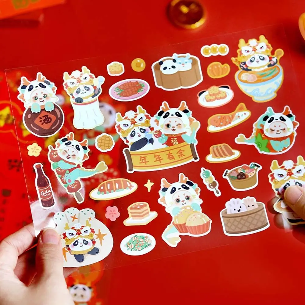 Cartoon Dragon Panda Chinese New Year Decorative Stickers Chinese Dragon Year Scrapbooking Stationery Stickers