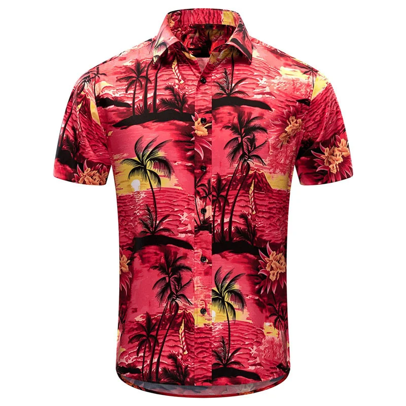 

Men's shirt Neutral summer beach casual short sleeve button up shirt, printed Hawaiian casual wear top