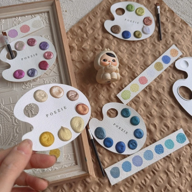 7 Color Pearlescent Solid Watercolor Pigment Portable Cute Palette Pigment Trial Pack Painting Writing Manicure Art Supplies