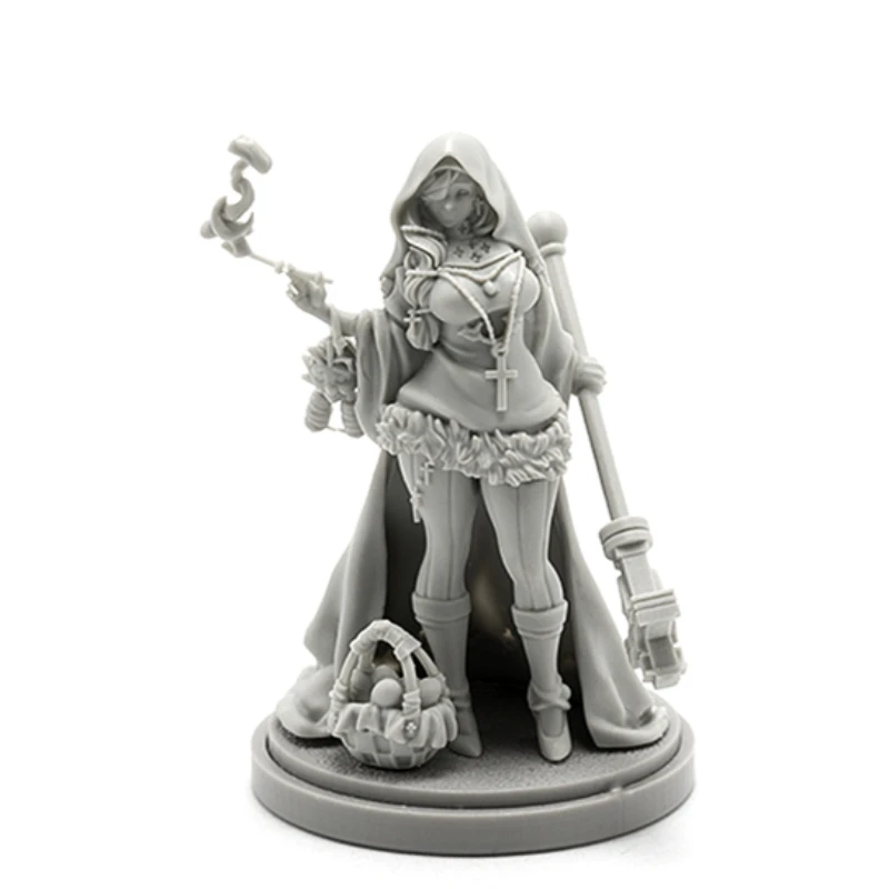 30mm Base Ratio Resin Figure Model Assembled Kits Fantasy Hobby Miniature King-dom Death Priestess Unassembled and Unpaint