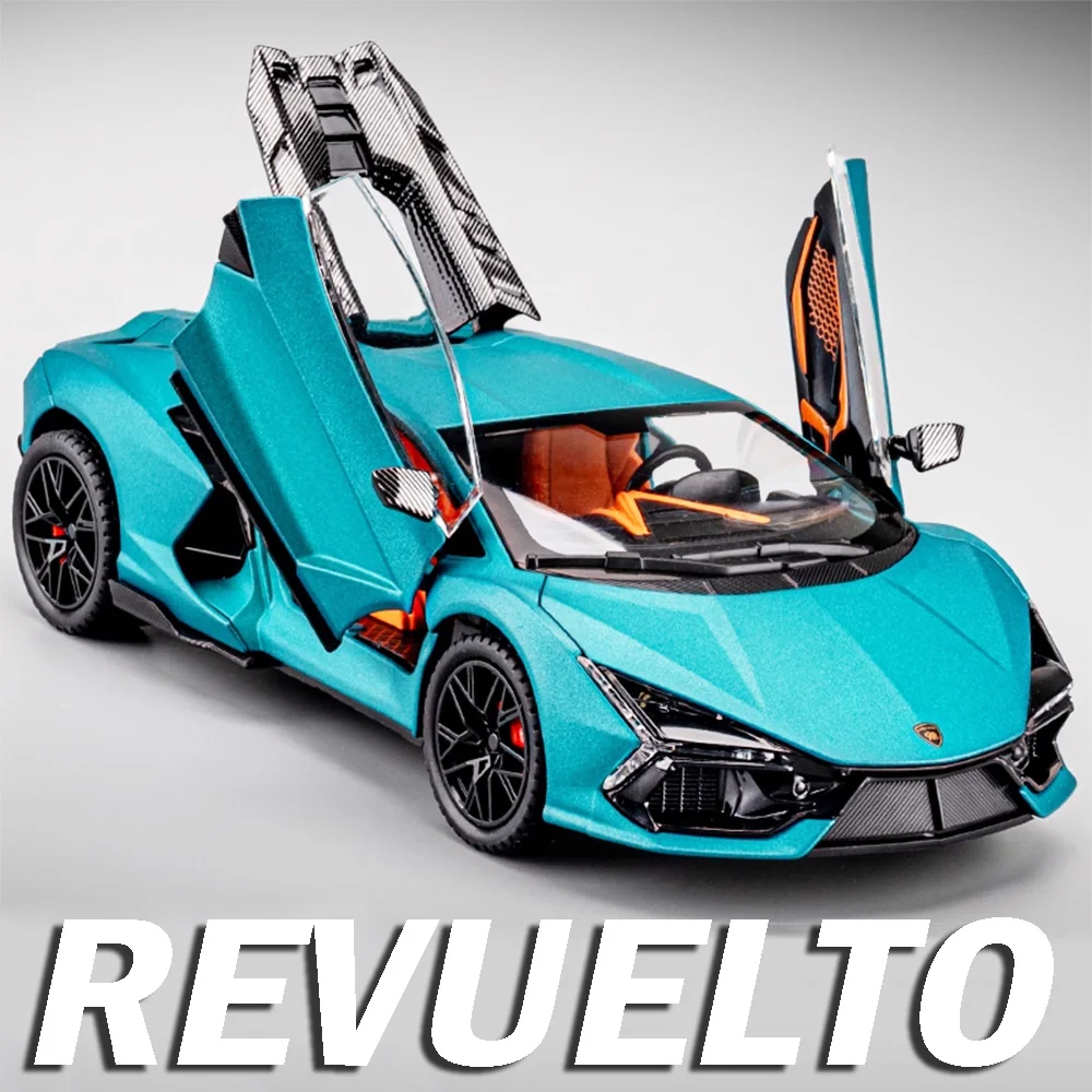 1:24 Revuelto Model Toy Sports Cars Alloy Diecast Countach LPI800-4 Supercars Sound Light Doors Opened Pull Back for Boys Gifts