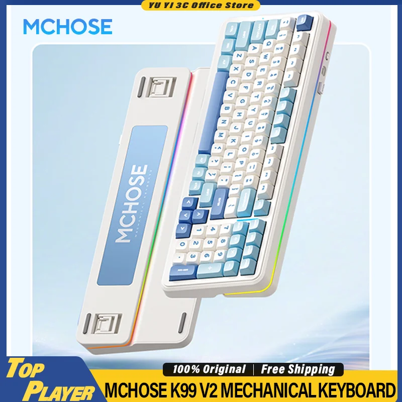 MCHOSE K99 v2 Mechanical Keyboard 8000MAH BT 2.4G Wireless 98Layout Low Latency Dynamic RGB Customized Hifi Switch Hot Swappable