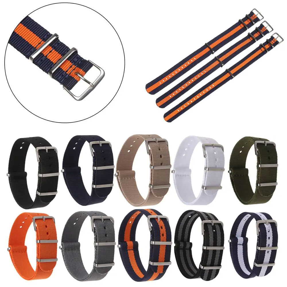 

18 20 22 mm Universal Women Man Sport Watch Strap Replacement Loop Watchband Nylon Weaving Bracelet